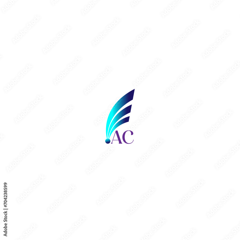 AC creative initial letter flat monogram gradient color logo design with White background.Vector logo modern alphabet multi color font style.