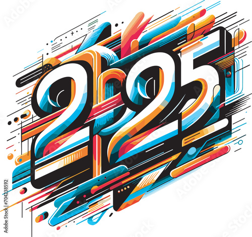 Creative Lettering Abstract 2025, a new year celebration asset