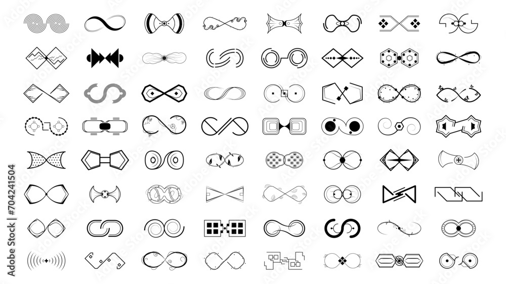 Set Black Collection Simple Line Infinity Signs Doodle Outline Element Vector Design Style Sketch Isolated Illustration Set Black Collection Simple Line Infinity Signs Doodle Outline Element Vector Design Style Sketch Isolated Illustration