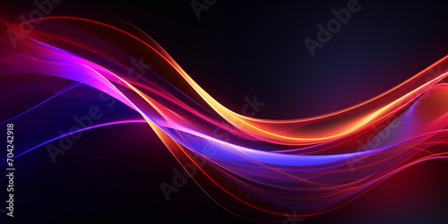 Red and blue waves on a black background abstract background abstract dark multi color colorful wavy abstract .AI Generative 