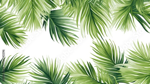 Palm leaves, Tropical seamless background pattern, Seamless pattern with tropical palm leaves on white background, illustration, jungle leaves © Jahan Mirovi