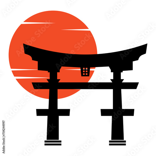 Japanese tori gate vector illustration