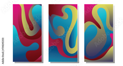 Bundle of modern vector summer posters with bright gradient background,shapes and geometric elements.Trendy abstract design perfect for prints,social media,banners,invitations,branding design,covers