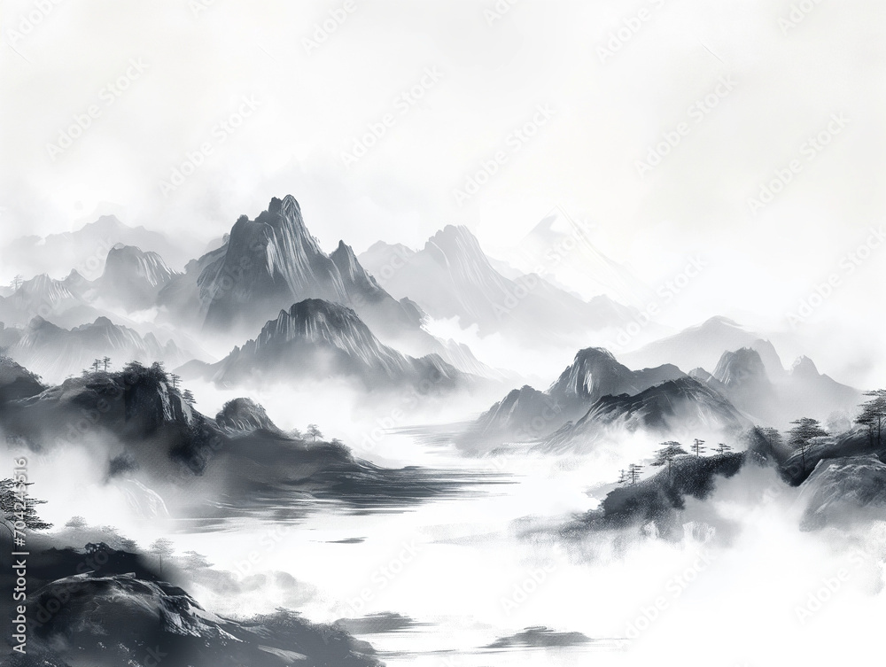 Chinese ink painting landscape
