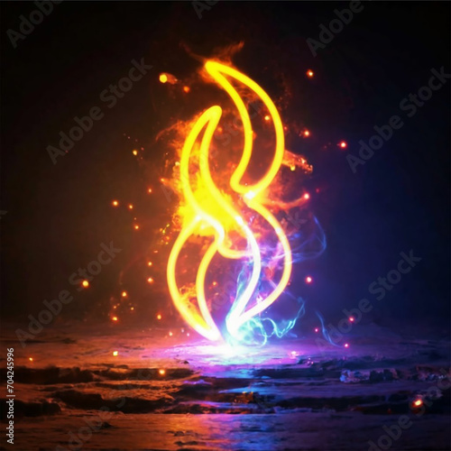 Neon light background fire effect