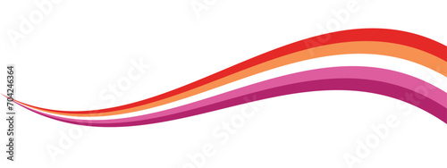Orange, white, and pink colored curved line icon, as the colors of the lesbian flag. LGBTQI concept. Flat vector illustration. 