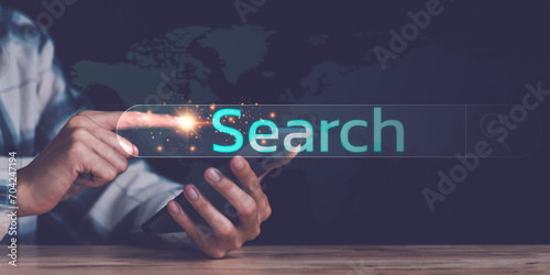 Searching for information of interest through online websites ,keyword search ideas to find references ,access to information on internet ,wireless network data connection technology ,insight research photo