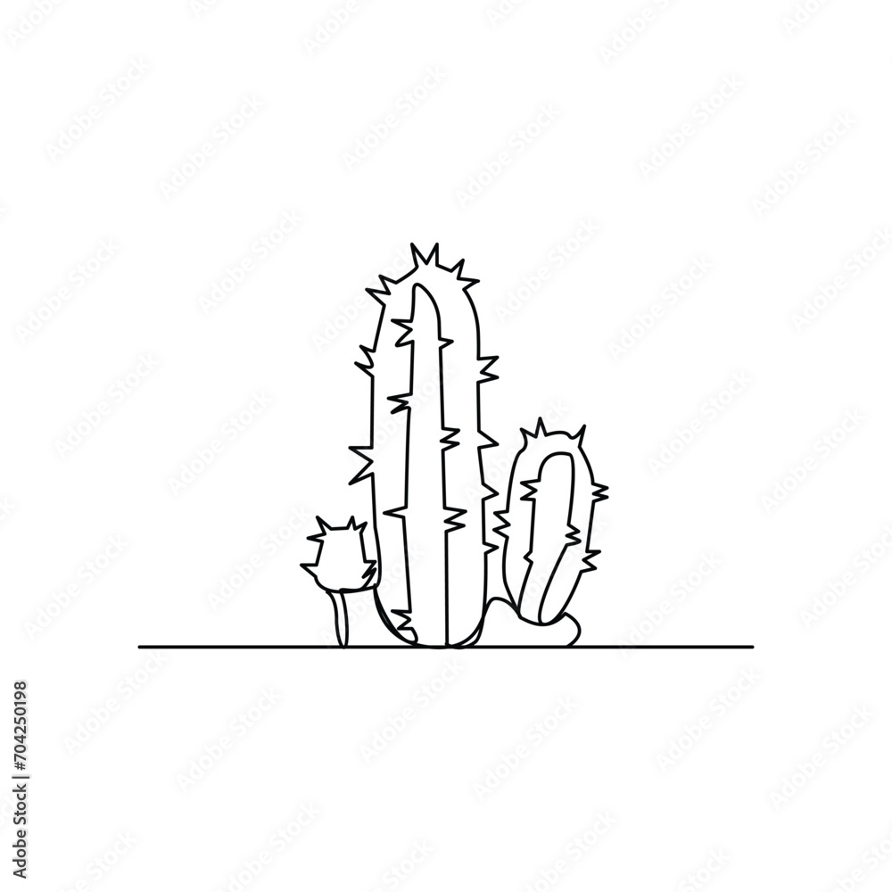 Cactus continuous single line art outline Vector illustration drawing for home and interior botanical doodle plant.Cactus plant single one Cactus continuous single line art outline Vector illustration drawing for home and interior botanical doodle plant.Cactus plant single one