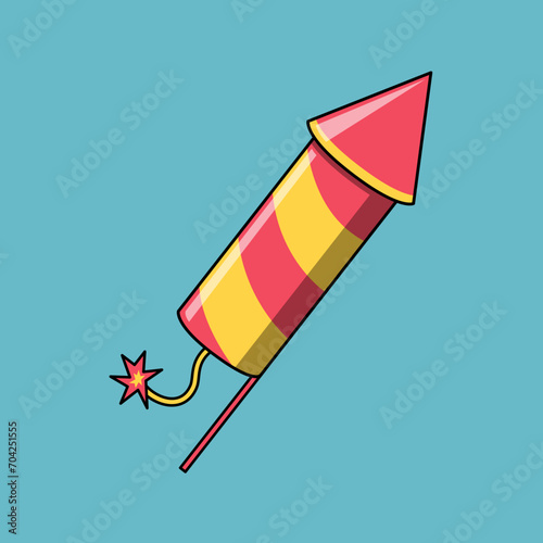 red rocket firecrackers with yellow accents and ready to fly