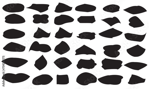 Abstract fluid blob shapes vector set. Paint liquid black blotch shapes. Amoeba blob shape in modern style