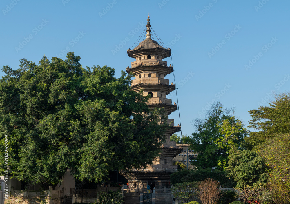 The ancient architectural pagoda in Uta Park, Fuzhou, China