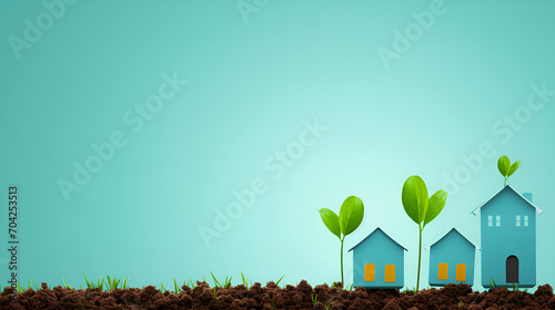 Illustration House Investment Growth, Real Estate, Property Value, Cost Of Living, Price Of Houses Growth Up And Down, Generative Ai