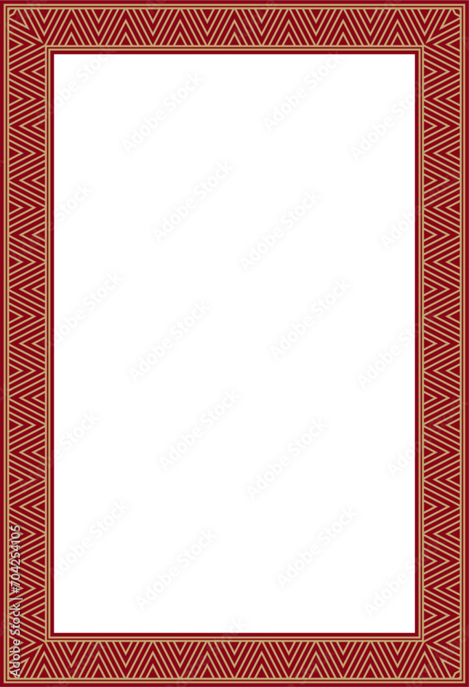 Obraz premium Vector gold and red square Yakut ornament. Infinite rectangle, border, frame of the northern peoples of the Far East.