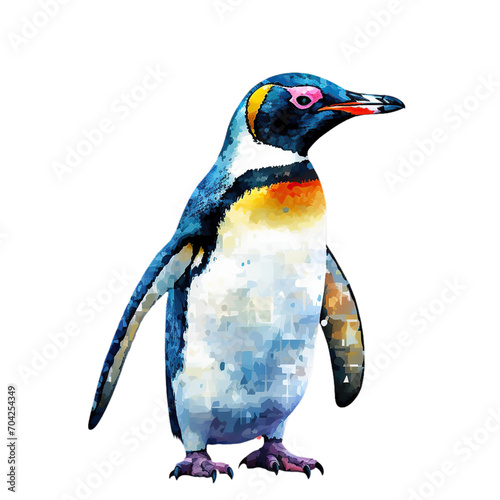 Isolated penguin illustrated in watercolor