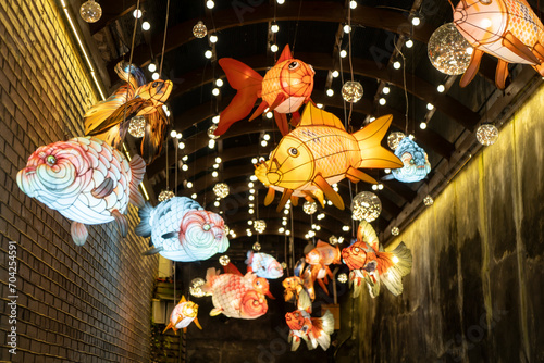 The Golden Fish Lantern Hanging on Traditional Chinese Festivals photo