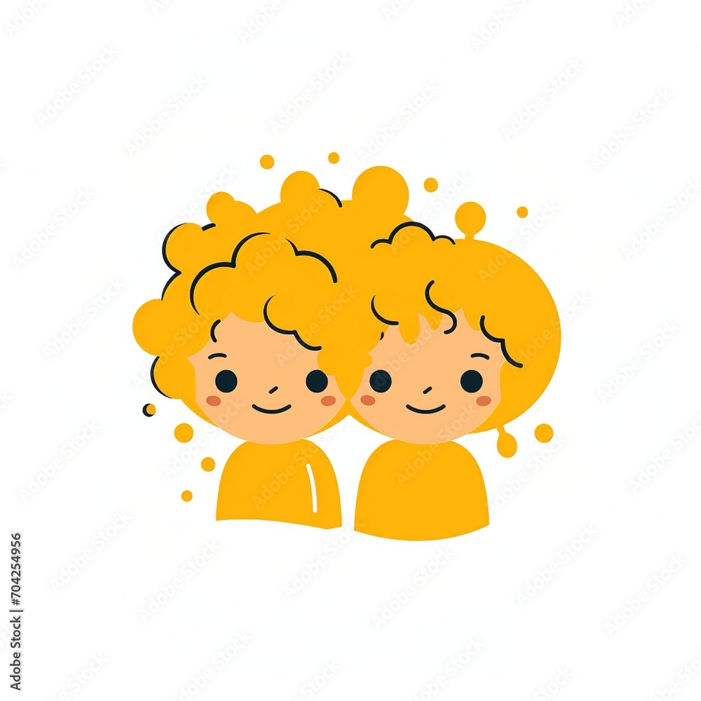 Two happy cartoon people with yellow hair and yellow shirts Two happy cartoon people with yellow hair and yellow shirts