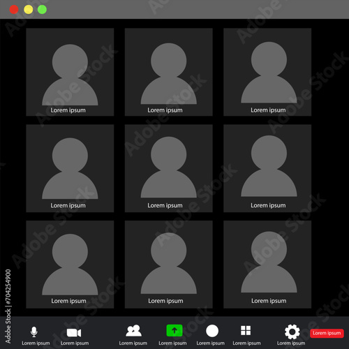 Zoom Video Call Template. Meeting App Flat Vector UI Interface. webex. Google Meet. Google Classroom. GCR. GMeet. Youtube. Netflix. Spotify