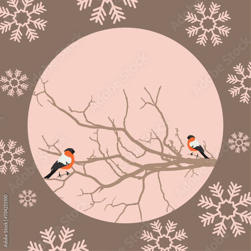 a postcard with bullfinches 