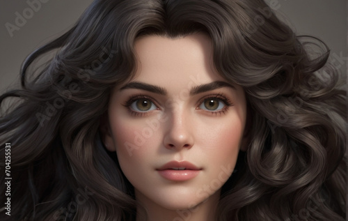 28 year lady, heavy hair detailed face Generated AI