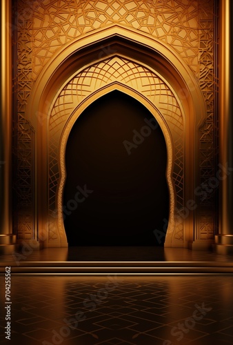 gold arch background with a golden frame