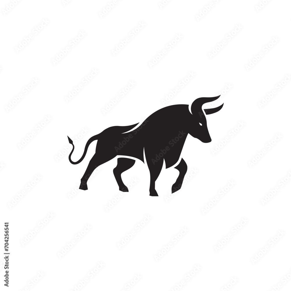 Angry bull, monochrome logo, vector bull company symbol 