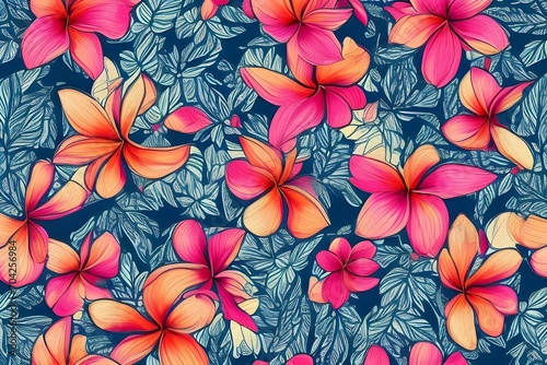 Default_Elegant_floral_seamless_pattern_featuring_plumeria_