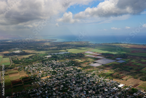 Mauritius Aerial Landscape Scenery on the North West Coast near Triolet photo