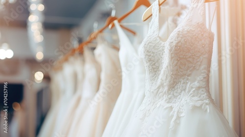 Beautiful, White bridal dress texture on background. Wedding dresses hanging on a hanger interior of bridal salon. Design, fashion modern luxury in detail. AF-S NIKKOR 560mm f/4E TC1.4 FL ED VR, photo