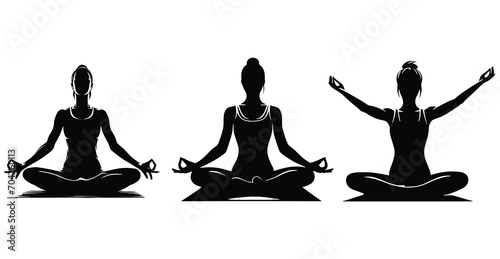 Collection of different yoga silhouette ,yoga silhouette ,female fitness