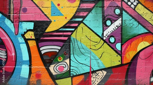 Wall graffiti street art graffiti doodle art colorful shapes geometric collage vibrant colors