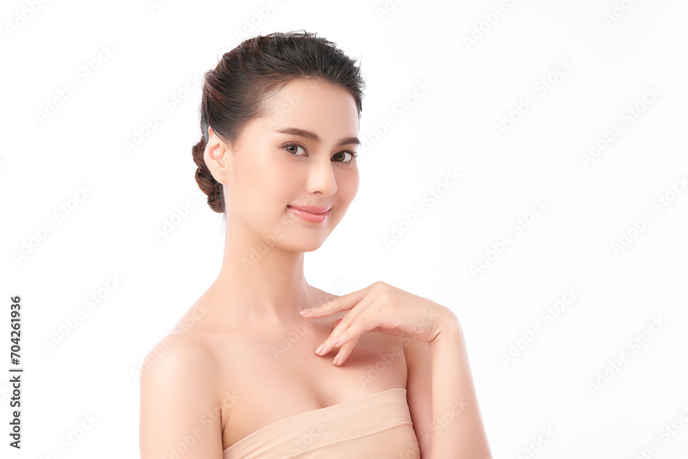 Beautiful young asian woman with clean fresh skin on white background, Face care, Facial treatment, Cosmetology, beauty and spa, Asian women portrait. Beautiful young asian woman with clean fresh skin on white background, Face care, Facial treatment, Cosmetology, beauty and spa, Asian women portrait.