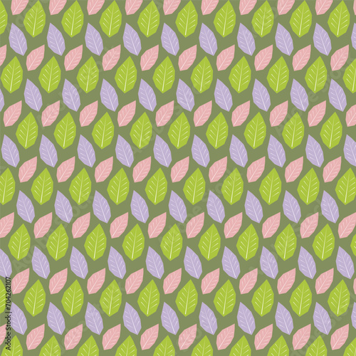 Simple texture of colorful leaves on a green background.