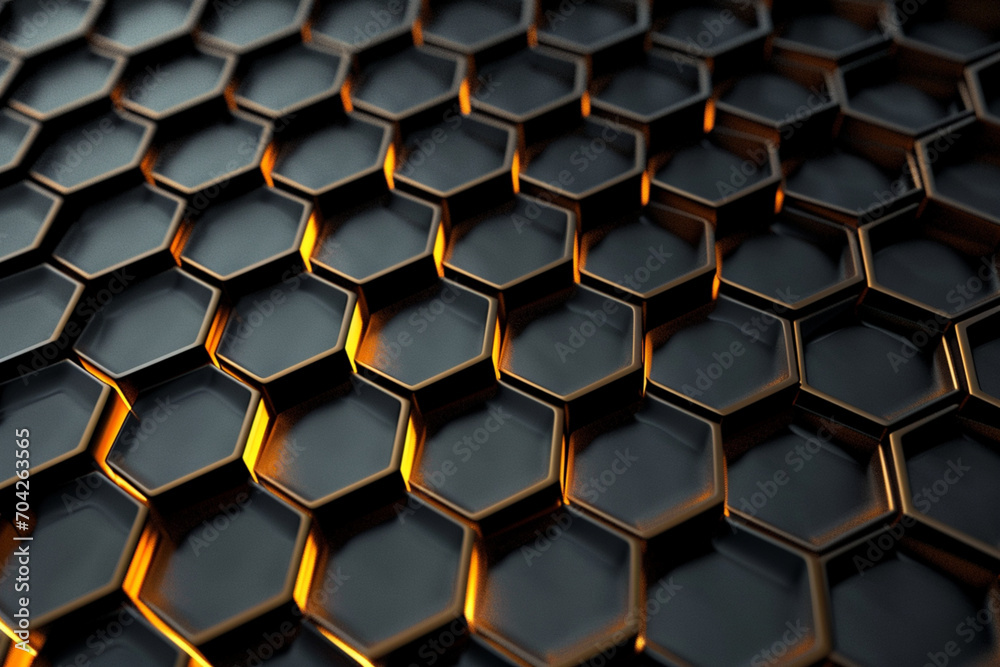 黒色とオレンジ色の六角形の背景パターン 3D レンダリング,Black and orange hexagonal background pattern 3D rendering,Generative AI 黒色とオレンジ色の六角形の背景パターン 3D レンダリング,Black and orange hexagonal background pattern 3D rendering,Generative AI