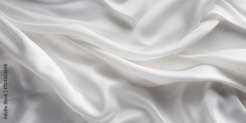 Fabric White Texture Detailed View Of Classy Wrinkled Silk Background , Silk Sophistication: Detailed White Fabric Texture in a Classy Wrinkled Design