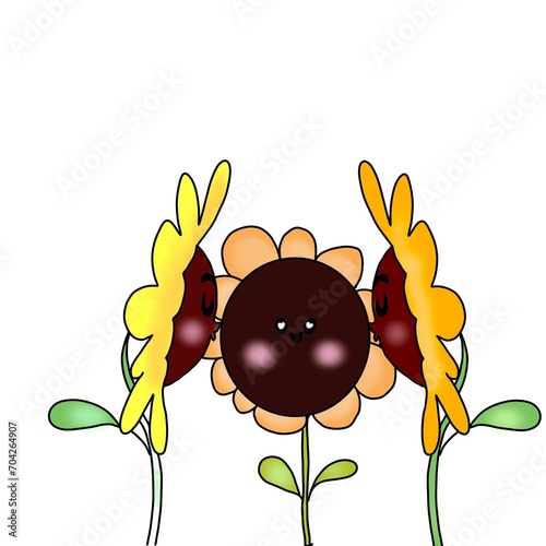 Three beautiful sunflowers 