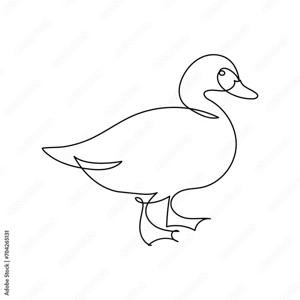 Duck continuous one line art outline very simple drawing vector graphic minimalistic illustration. Duck single line logotype design on white background Duck continuous one line art outline very simple drawing vector graphic minimalistic illustration. Duck single line logotype design on white background