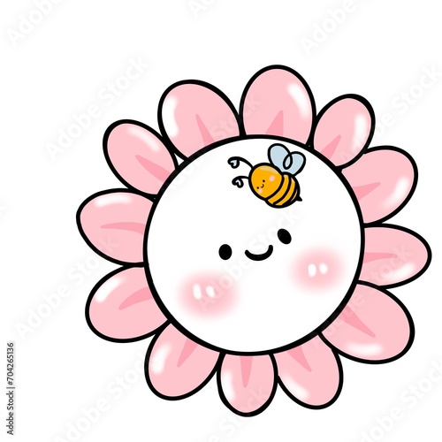 A Beautiful pink flower with a bee