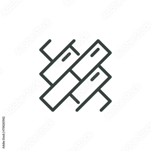 Thin Outline Icon Surface Wooden Parquet Herringbone, Parquetry Interior. Such Line Sign as Clean Floor, Flooring Covering. Vector Isolated Pictograms for Web on White Background Editable Stroke.