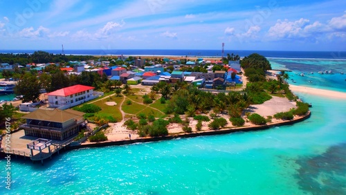 Fototapeta Naklejka Na Ścianę i Meble -  Huraa Island - Maldives - Aerial view over the island location