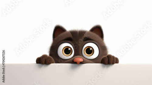 A super cute and funny cartoon peeking cat © Affia