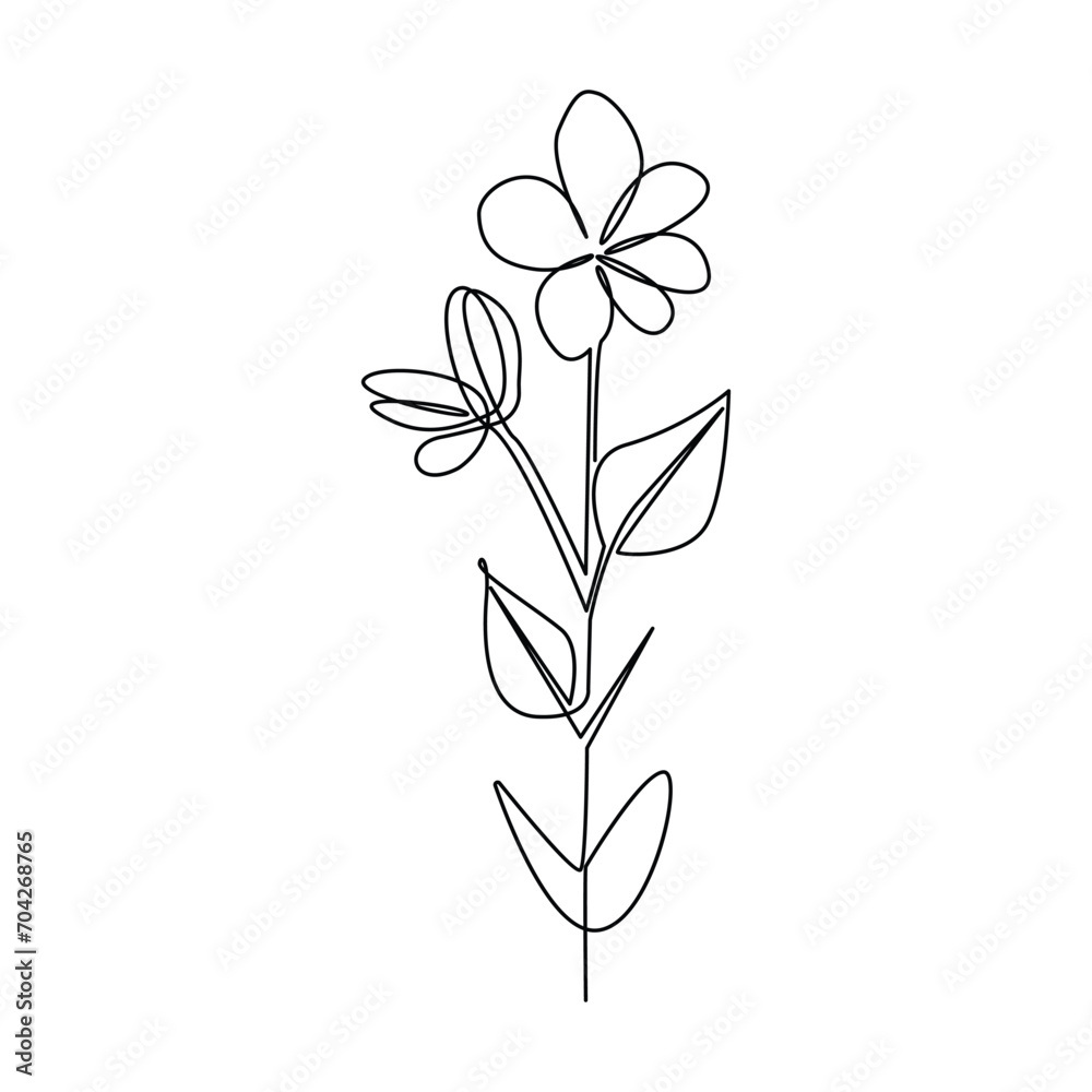 Romantic Flower in one line art outline drawing on white background minimal vector stroke. Flower single line art logo style Romantic Flower in one line art outline drawing on white background minimal vector stroke. Flower single line art logo style