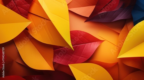  a close up of a bunch of leaves with red, yellow, orange, and blue leaves in the background.