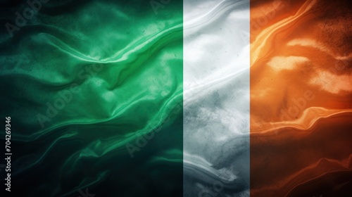 a close up of a flag with the colors of the irish and irish flag in the middle of the image.