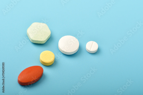 Top view of closeup healthcare and medicine, free space for designer.