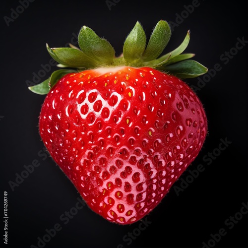 Photograph of strawberry  top down view  wite background