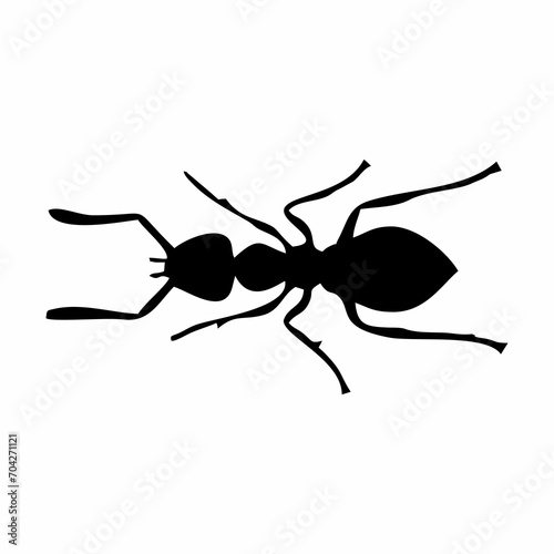 silhouette of a black ant walking