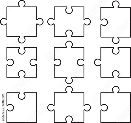 Puzzle pieces separated outline
