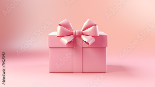 blank open gift box or present box with pink ribbon