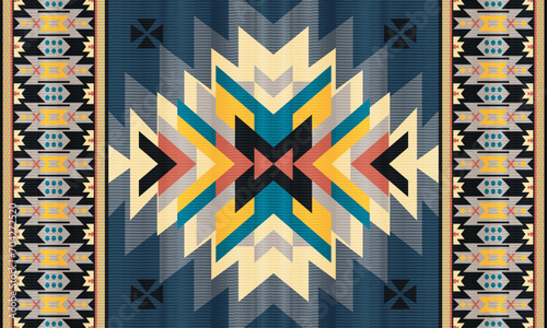 American ethnic native pattern.Traditional Navajo,Aztec,Apache,Southwest and Mexican style fabric pattern.Abstract vector motifs pattern.Design for fabric,clothing,blanket,carpet,woven,wrap,decoration