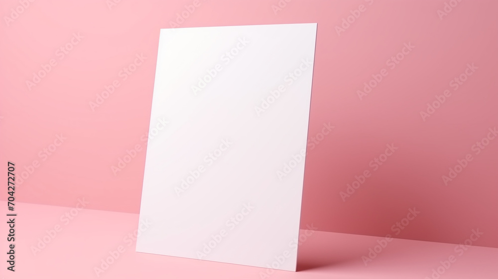 blank white card isolated on pink pastel color background blank white card isolated on pink pastel color background